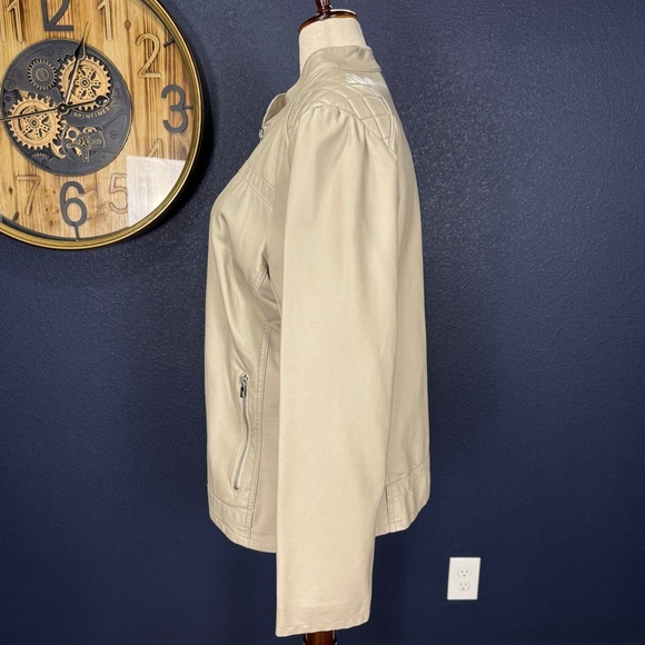 Black Rivet Women's Light Tan Vegan Leather Jacket Plus Size 2X - Picture 3 of 10